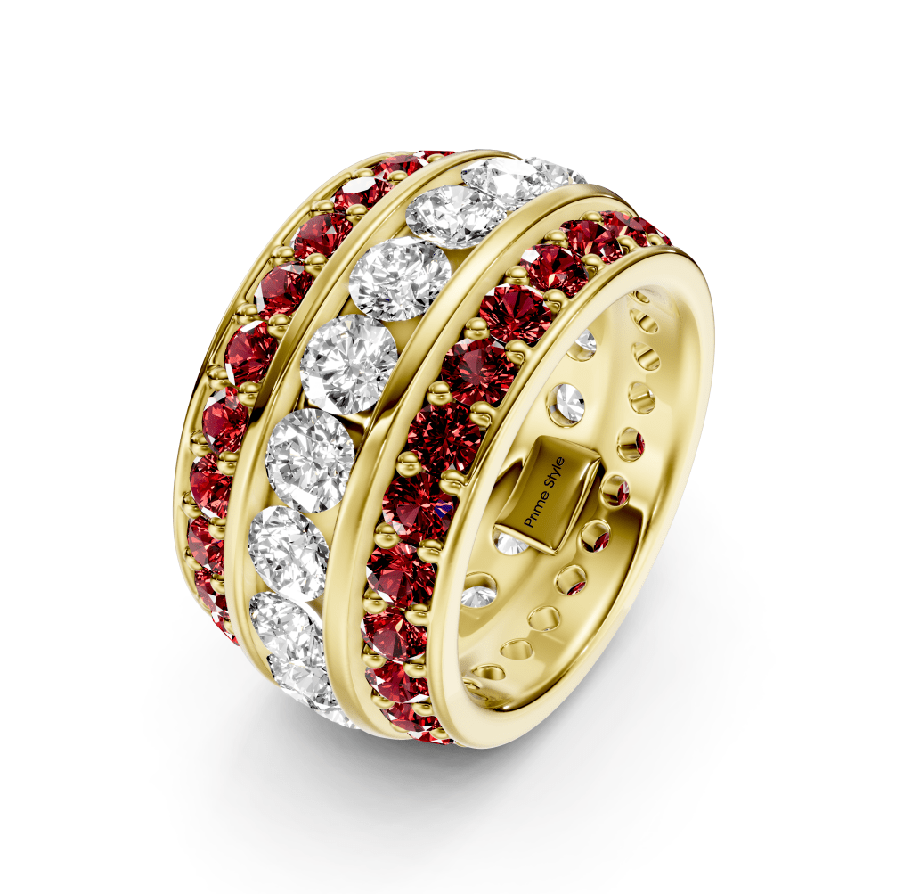 4.00 - 6.00 CT Round Cut Rubies and Diamonds - Eternity Rings - Primestyle.com