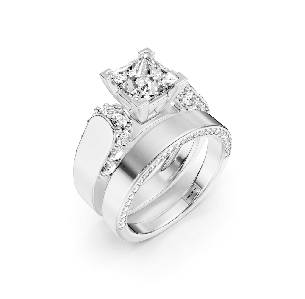1.45 - 6.95 CT Princess & Round Cut Lab Grown Diamonds - Bridal Set - Primestyle.com