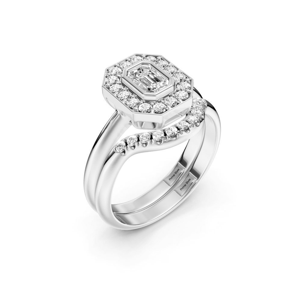 1.00-6.50 CT Emerald & Round Cut Lab Grown Diamonds - Bridal Set