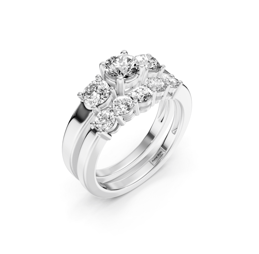1.30-2.45 CT Emerald & Round Cut Natural Diamonds - Bridal Set