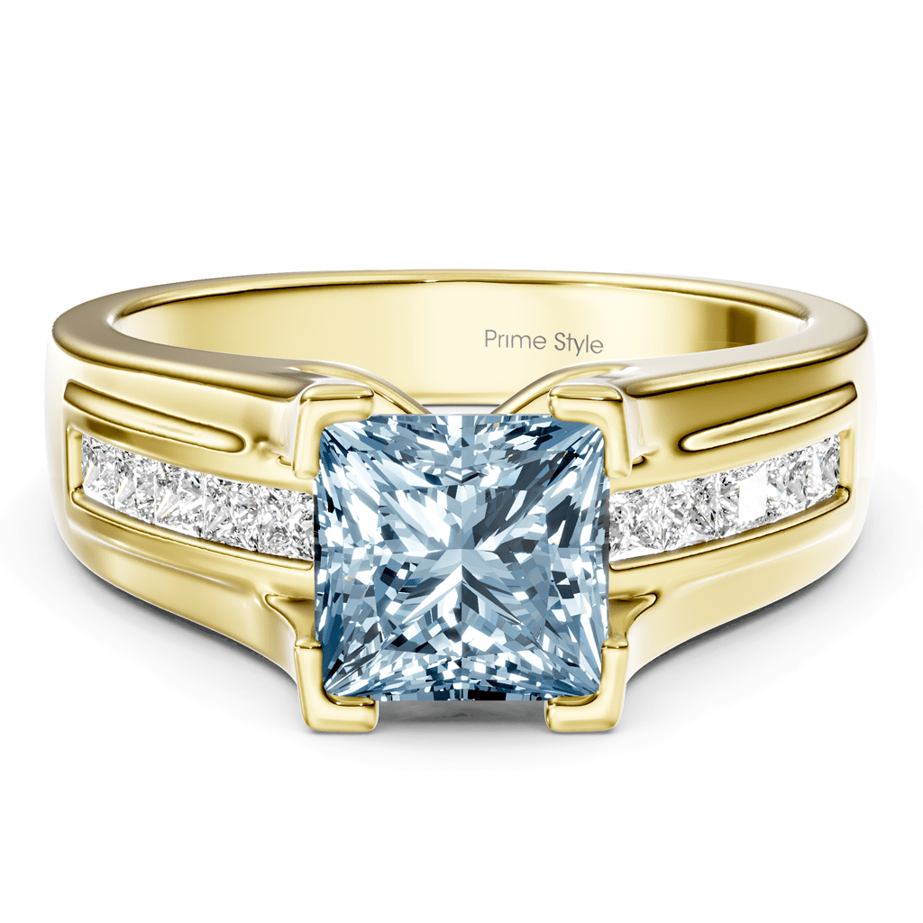 1.35 - 4.35 CT Princess Cut Fancy Blue Diamonds - Engagement Ring - Primestyle.com