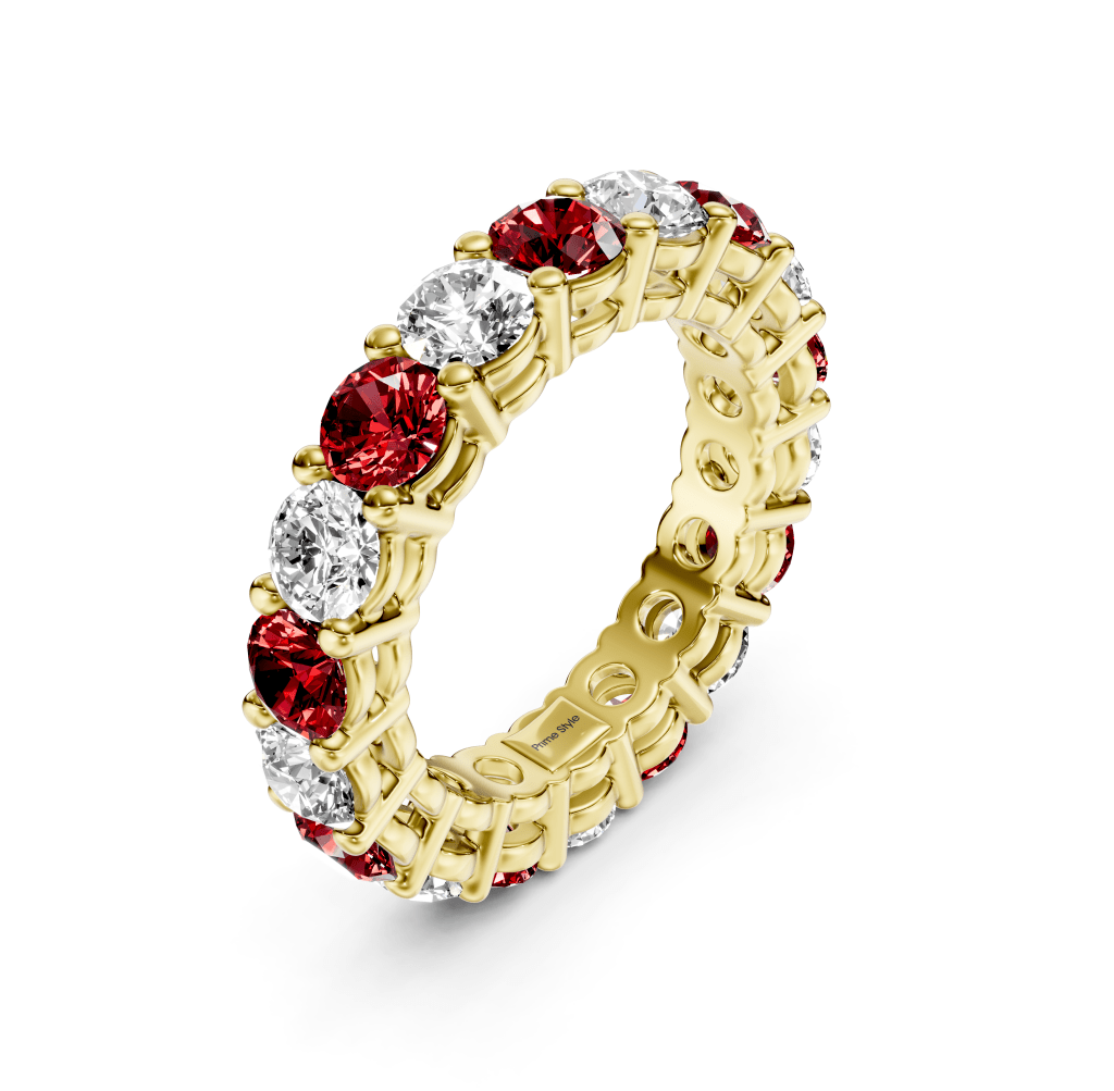 2.50 - 6.00 CT Round Cut Rubies and Diamonds - Eternity Rings - Primestyle.com