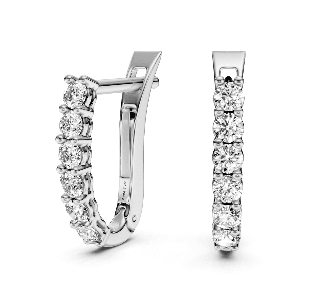 1.25 CT Round Cut Natural Diamonds - Hoop And Drop And Earrings - Primestyle.com