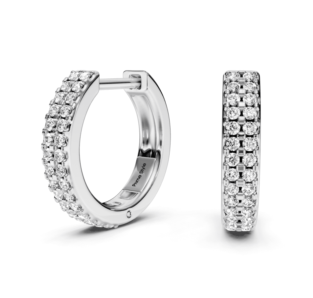 0.20 CT Round Cut Natural Diamonds - Hoop And Drop And Earrings - Primestyle.com