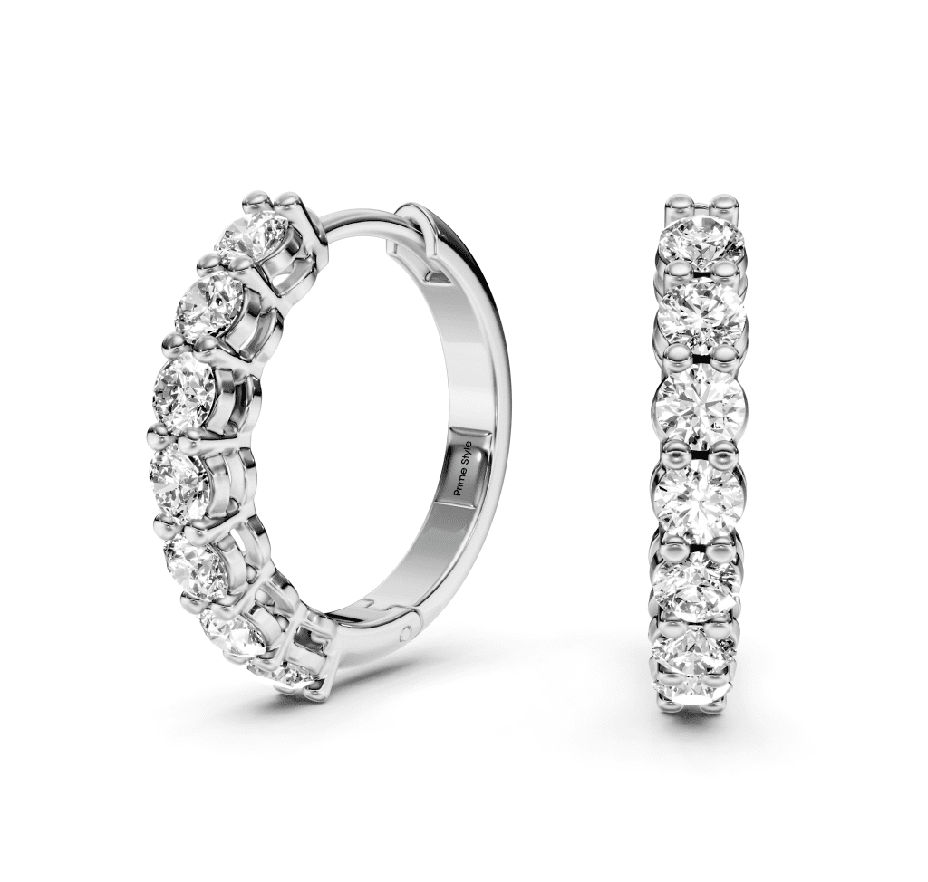 1.20 CT Round Cut Natural Diamonds - Hoop And Drop And Earrings - Primestyle.com