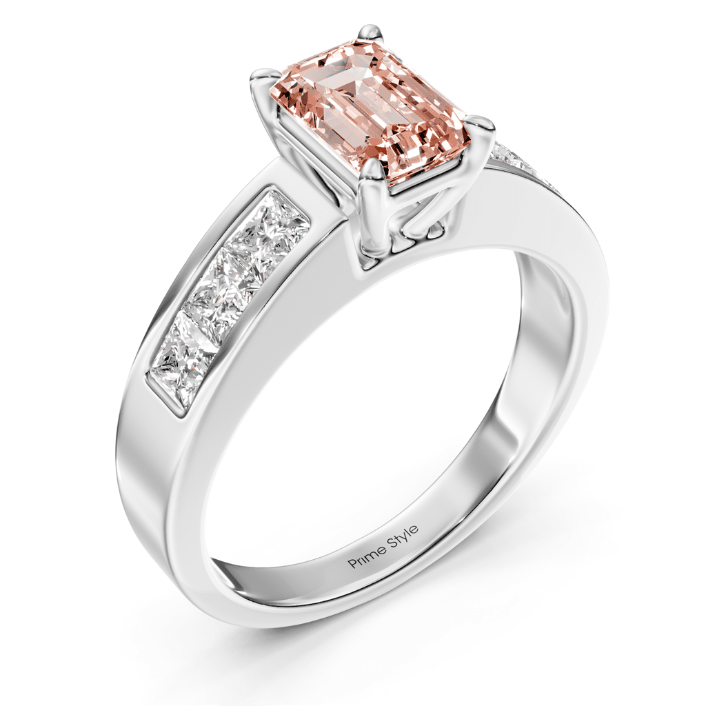1.80 - 4.80 CT Emerald & Princess Cut Fancy Pink Diamonds - Engagement Ring - Primestyle.com