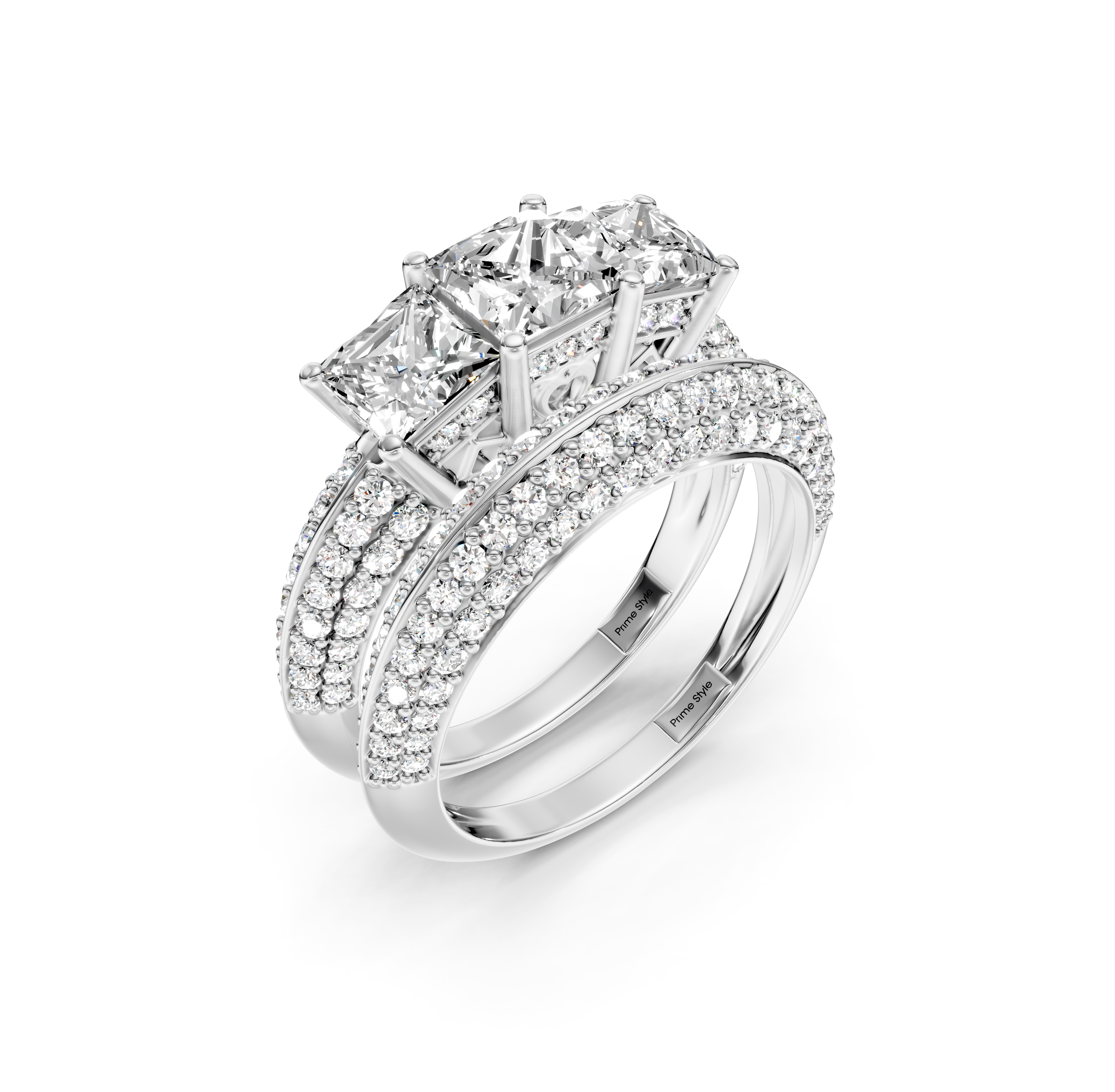 2.05-3.20 CT Princess & Round Cut Natural Diamonds - Bridal Set