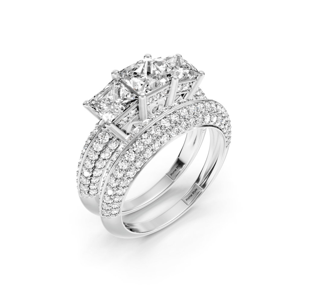 2.05-3.20 CT Princess & Round Cut Natural Diamonds - Bridal Set