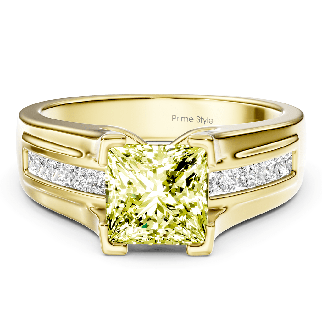1.35-4.35 CT Princess Cut Fancy Yellow Diamonds - Engagement Ring