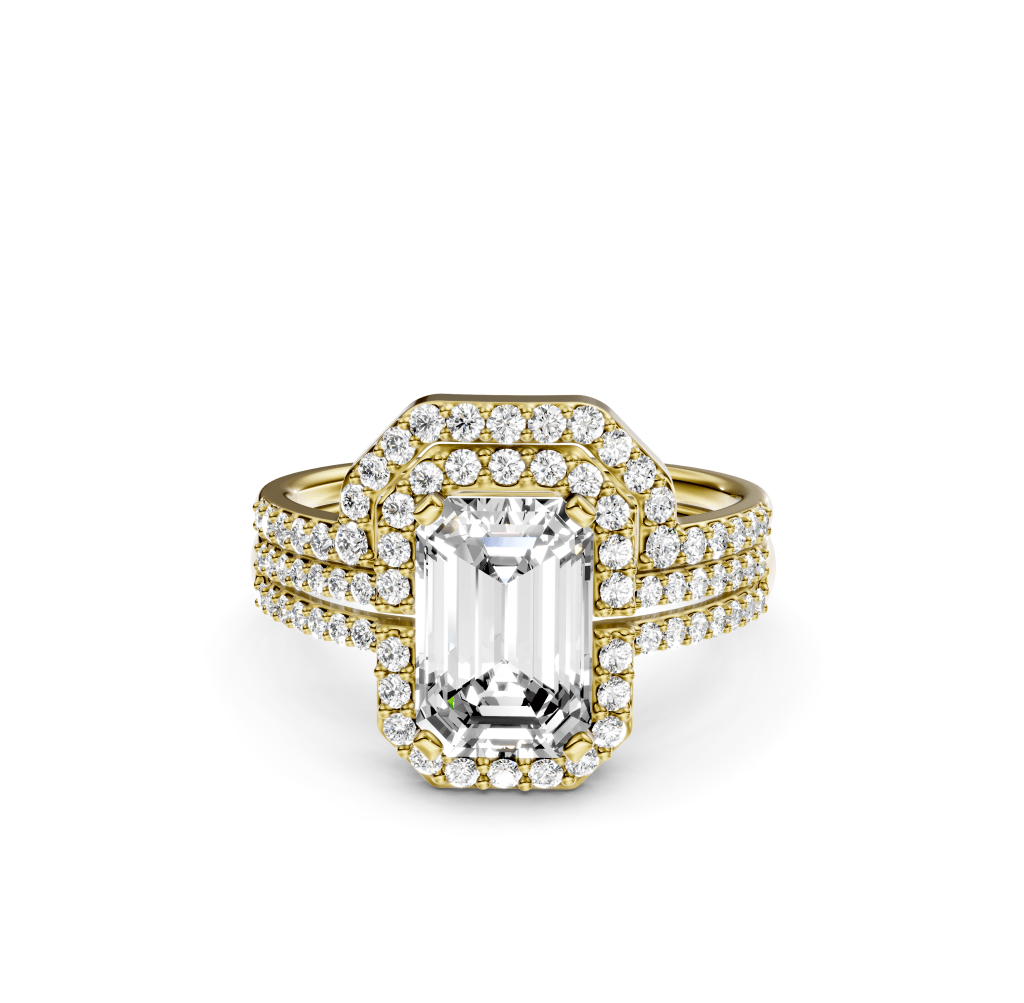 1.00-6.50 CT Emerald & Round Cut Lab Grown Diamonds - Bridal Set