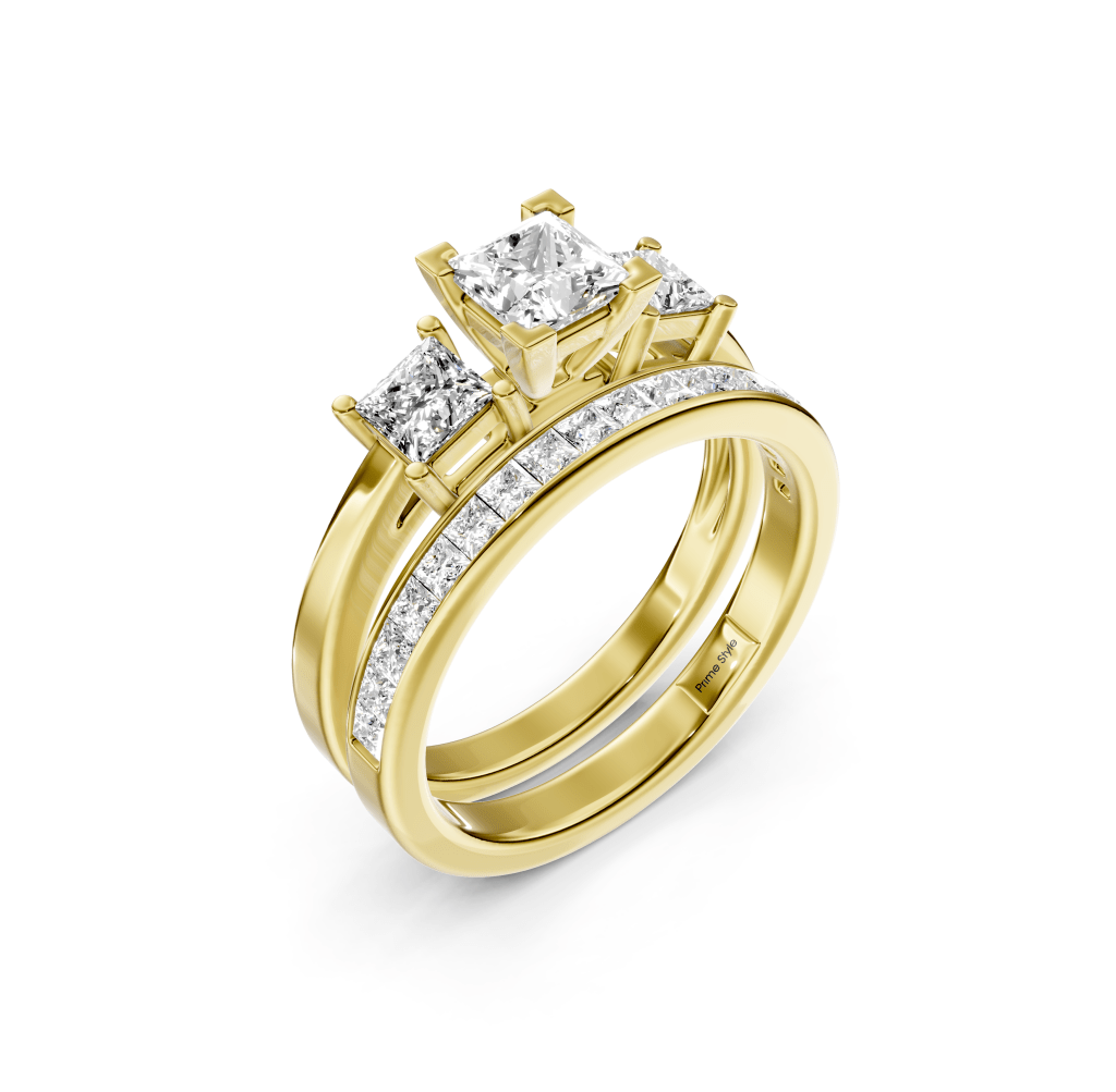 1.40 - 6.90 CT Princess Cut Lab Grown Diamonds - Bridal Set - Primestyle.com