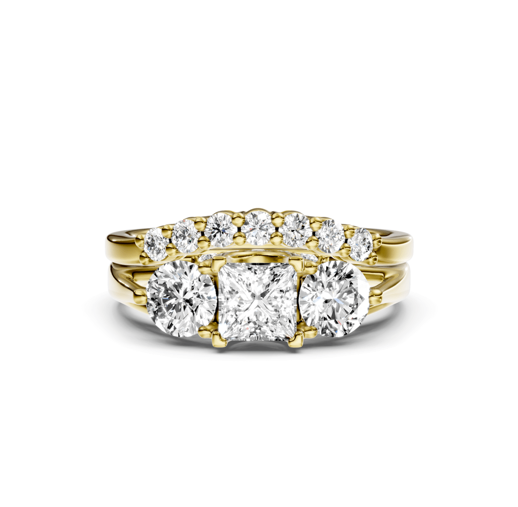 1.30-6.80 CT Princess & Round Cut Lab Grown Diamonds - Bridal Set