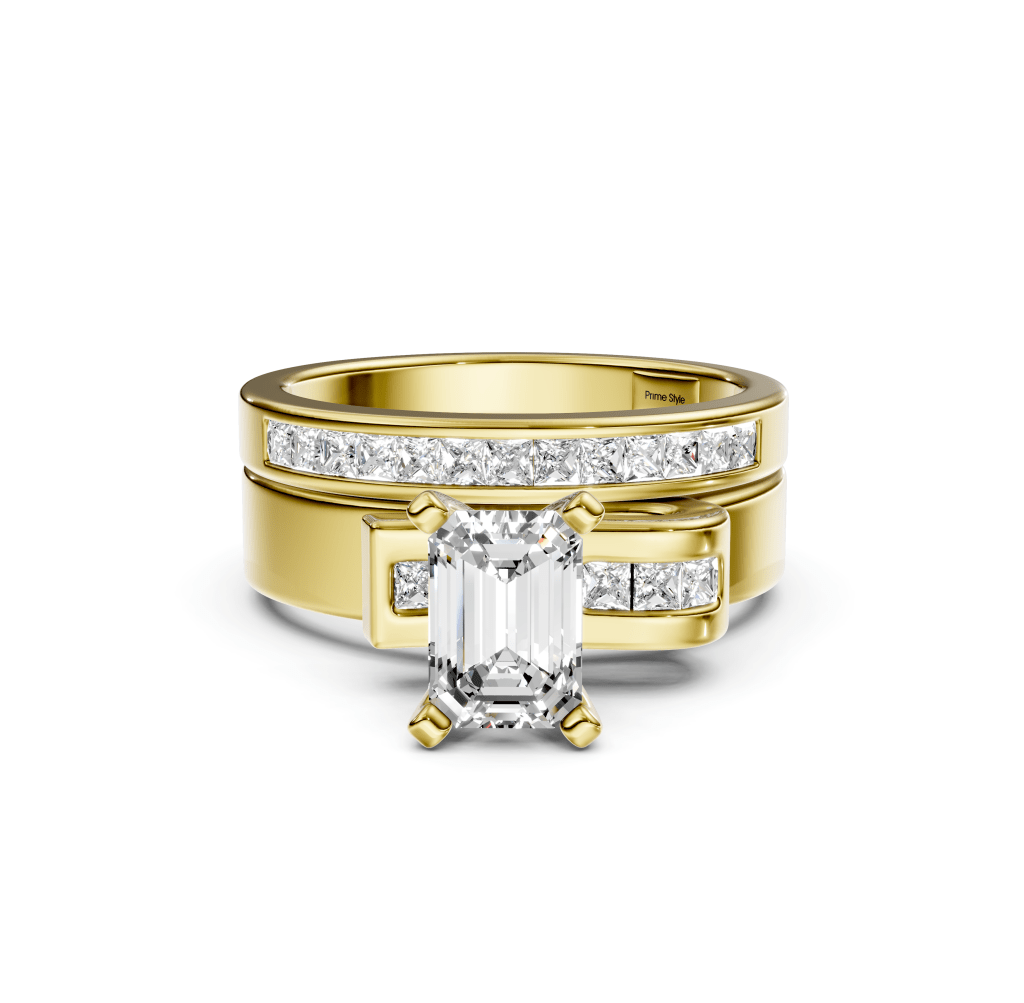 0.80-1.95 CT Emerald & Princess Cut Natural Diamonds - Bridal Set - Primestyle.com