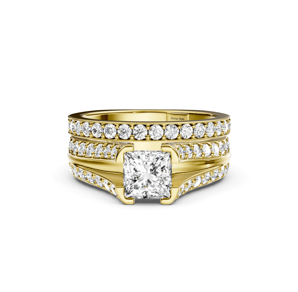 2.00-7.50 CT Princess & Round Cut Lab Grown Diamonds - Bridal Set - Primestyle.com