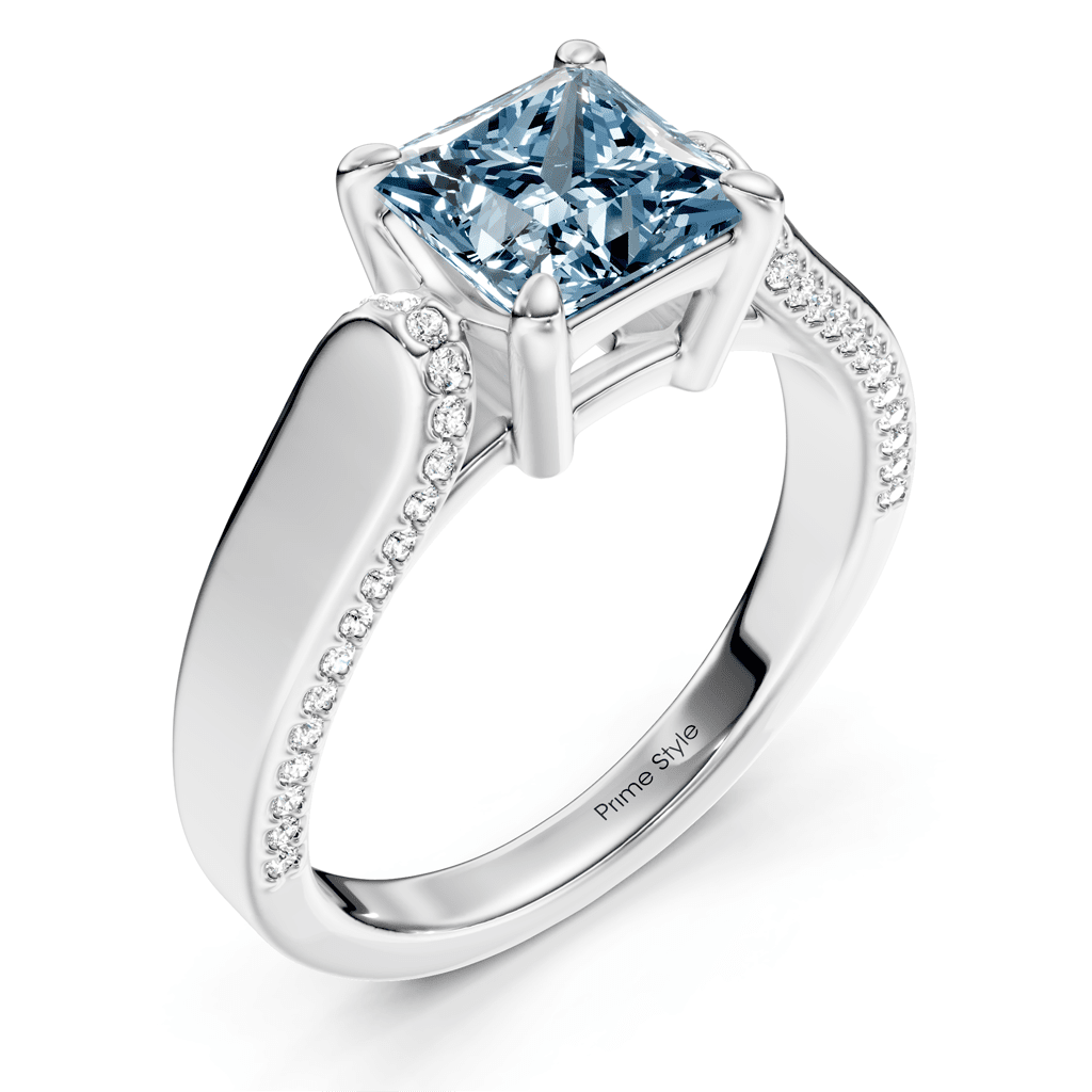 1.65-4.65 CT Round Cut Fancy Blue Diamonds - Engagement Ring