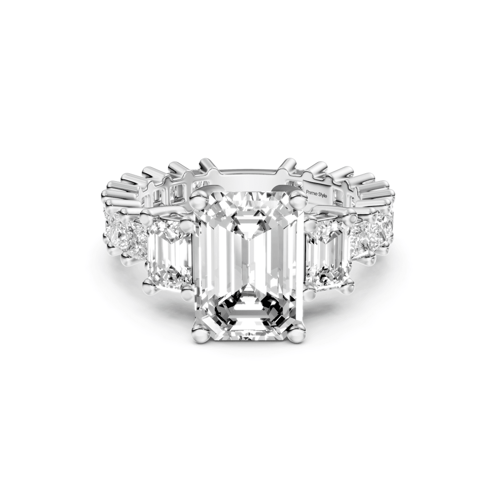 3.20 - 8.70 CT Emerald & Princess Cut Diamonds - Engagement Ring - Primestyle.com