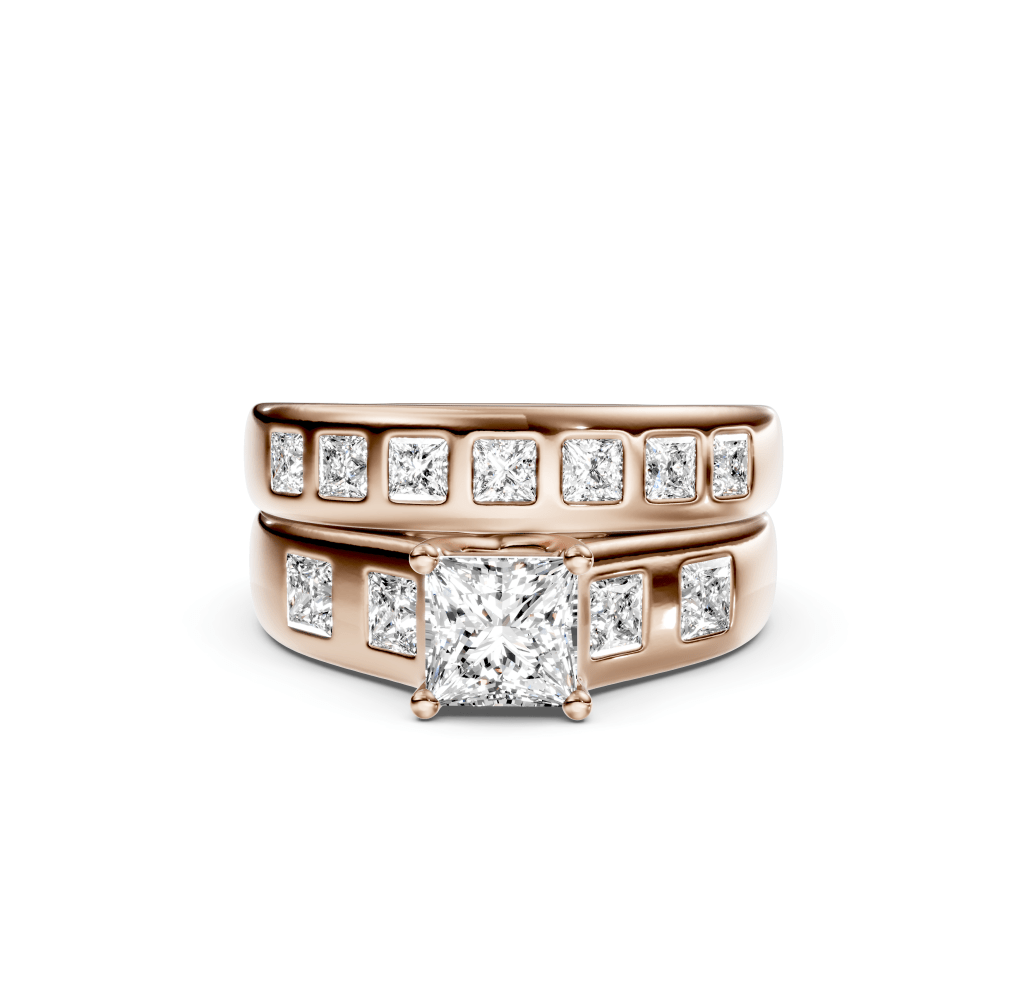 1.65-7.15 CT Princess Cut Lab Grown Diamonds - Bridal Set
