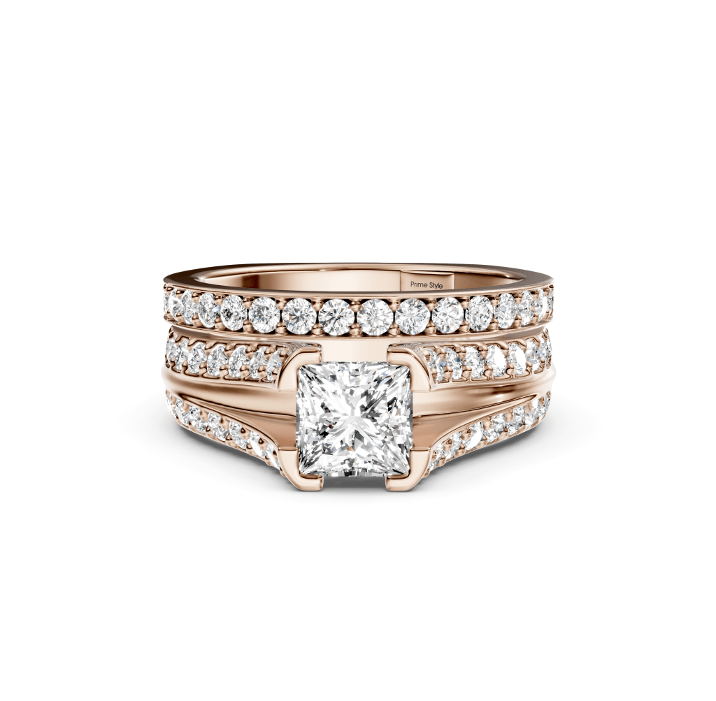 1.85-3.00 CT Princess & Round Cut Natural Diamonds - Bridal Set