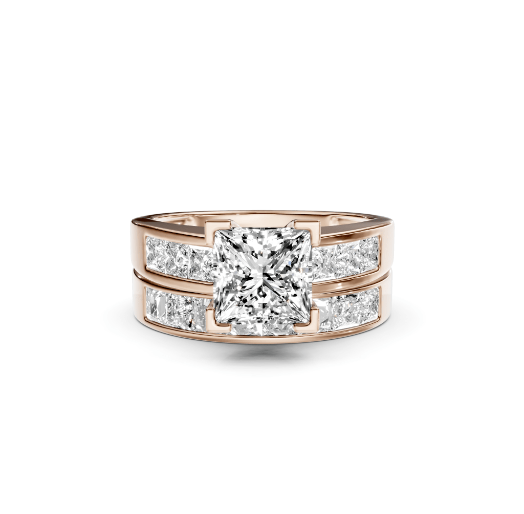 2.30 - 7.80 CT Princess Cut Lab Grown Diamonds - Bridal Set - Primestyle.com