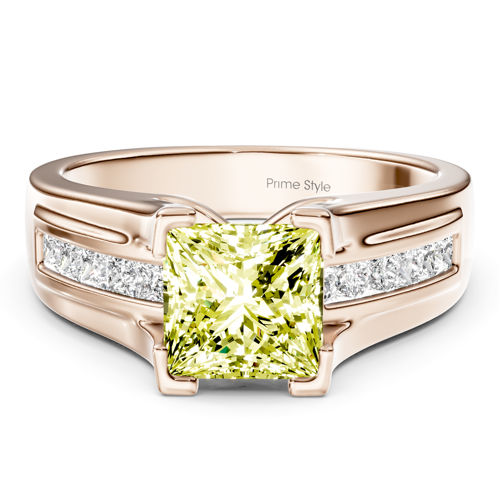 1.35-4.35 CT Princess Cut Fancy Yellow Diamonds - Engagement Ring