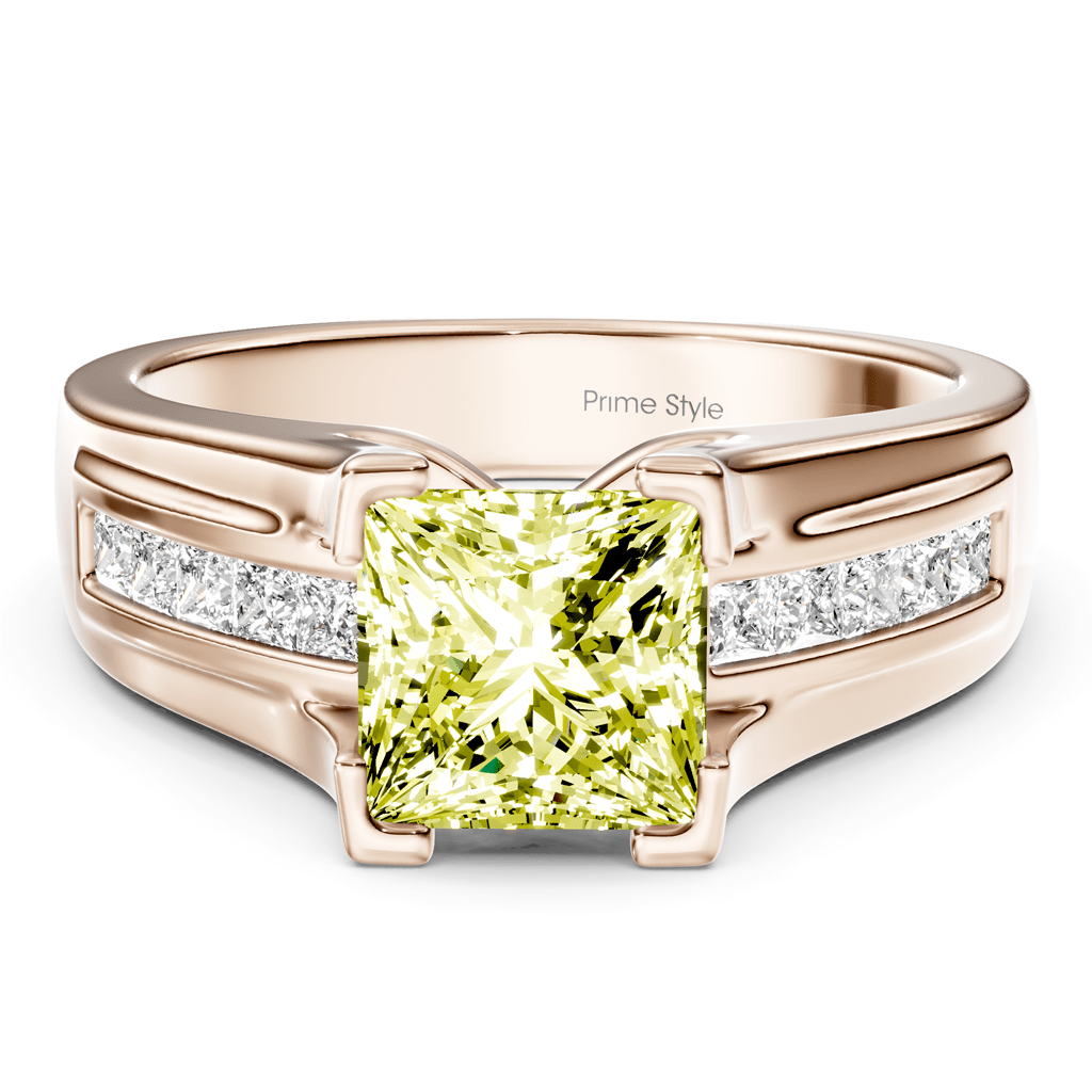 1.35 - 4.35 CT Princess Cut Fancy Yellow Diamonds - Engagement Ring - Primestyle.com