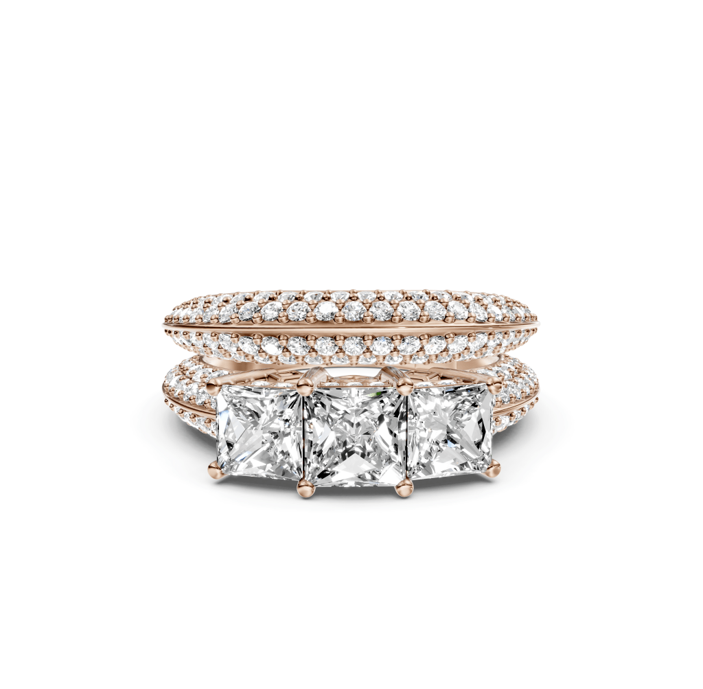 2.20 - 7.70 CT Princess & Round Cut Lab Grown Diamonds - Bridal Set - Primestyle.com