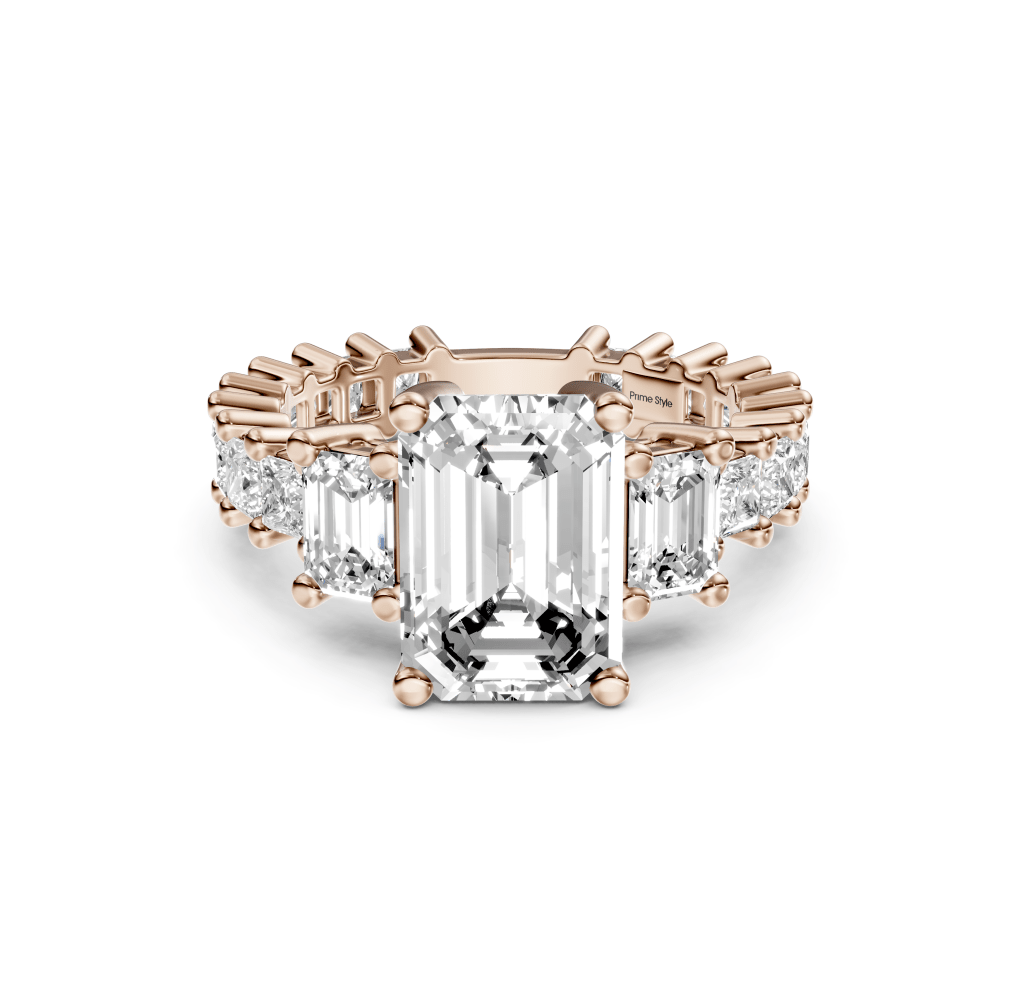 3.20 - 8.70 CT Emerald & Princess Cut Diamonds - Engagement Ring - Primestyle.com