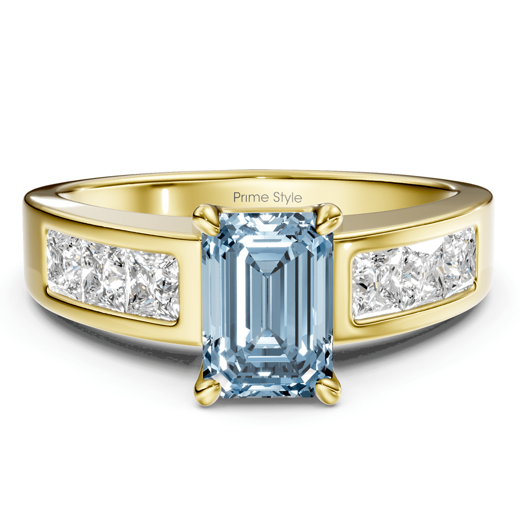 1.80 - 4.80 CT Emerald & Princess Cut Fancy Blue Diamonds - Engagement Ring - Primestyle.com