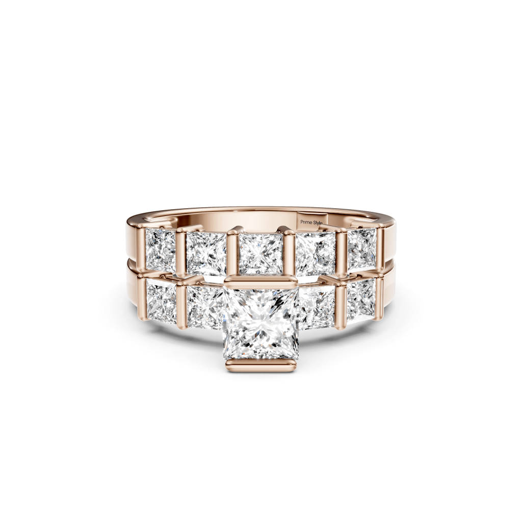 2.30-7.80 CT Princess Cut Lab Grown Diamonds - Bridal Set