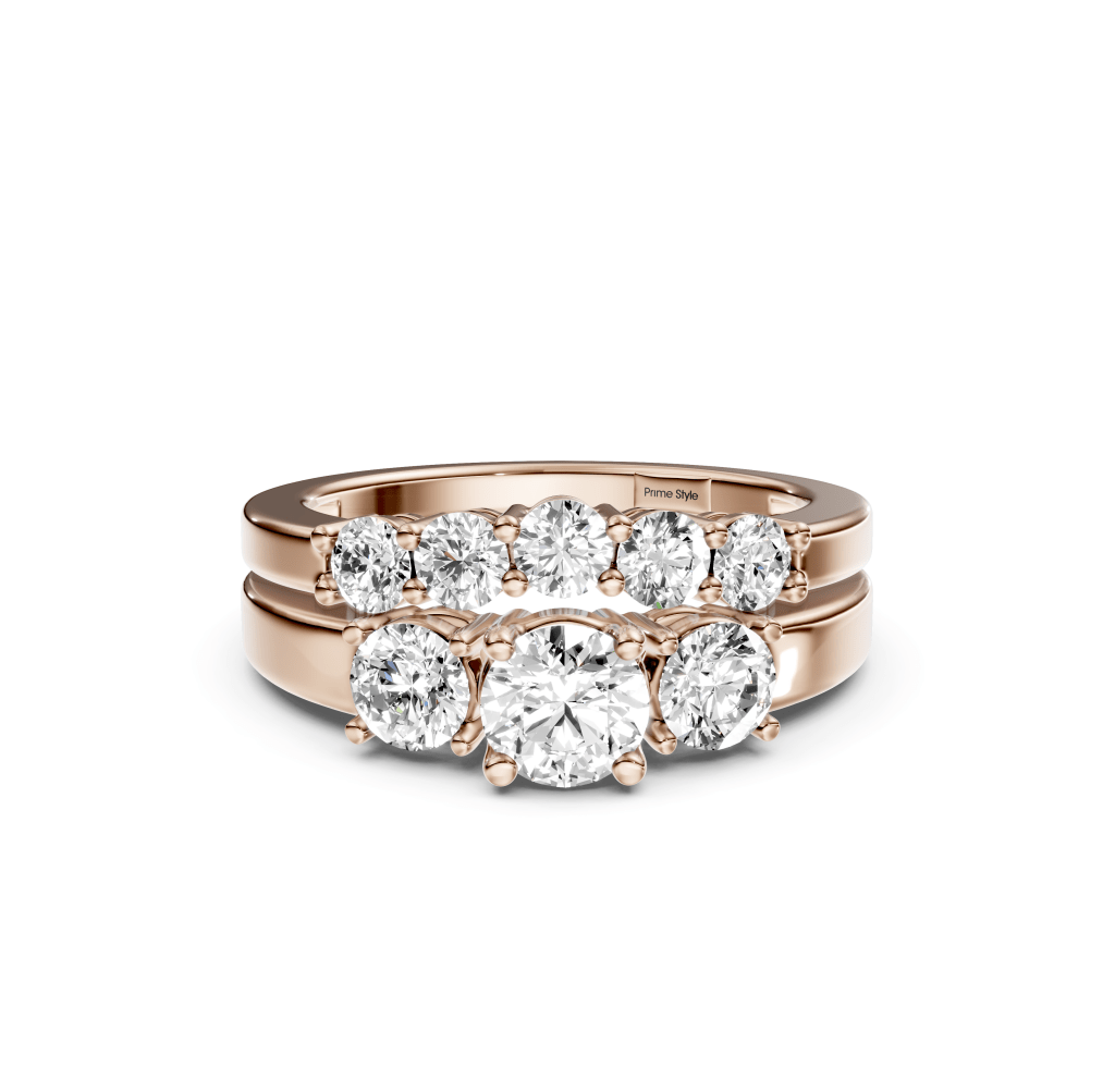 1.30-2.45 CT Emerald & Round Cut Natural Diamonds - Bridal Set - Primestyle.com