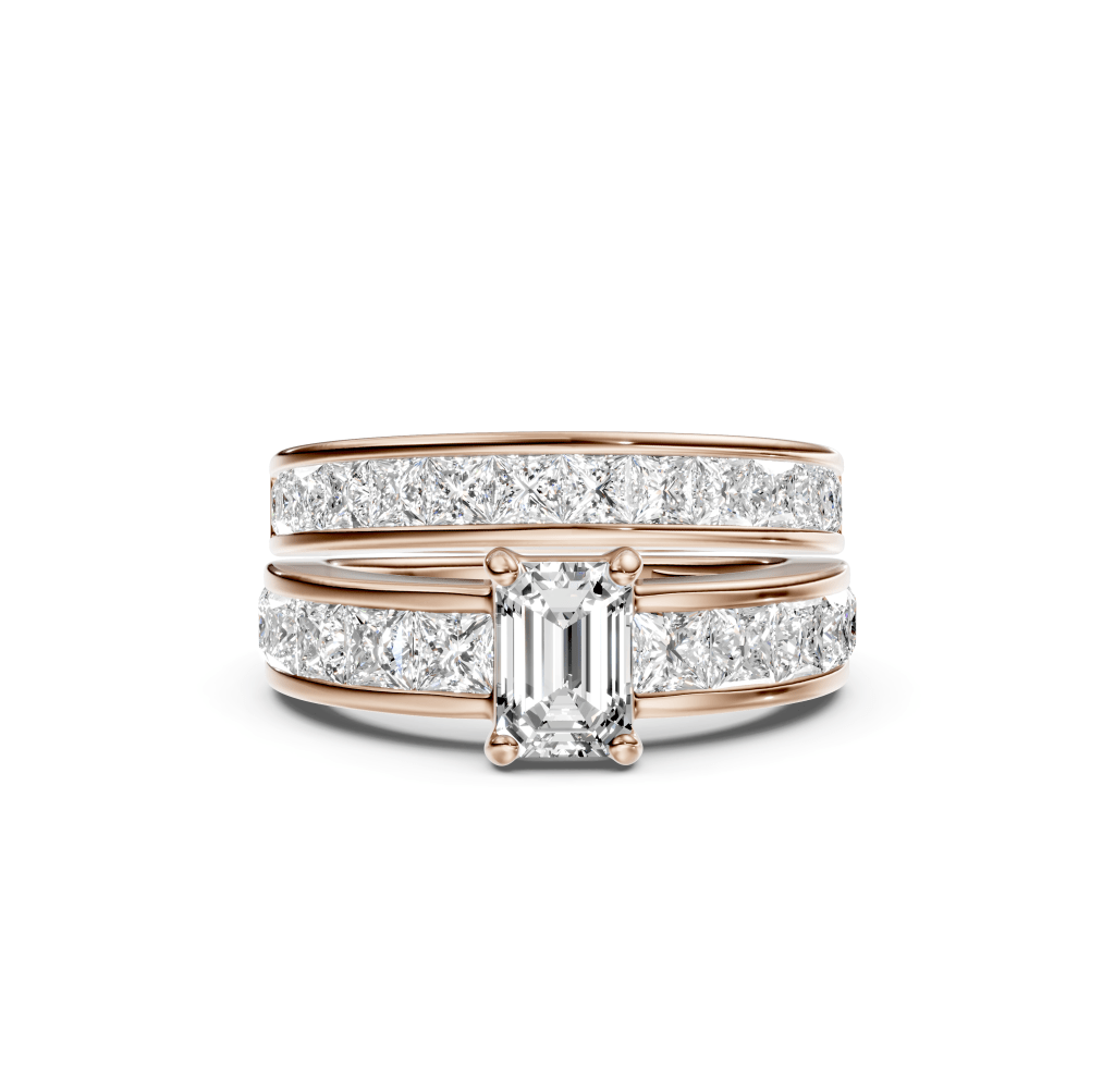 3.00-8.50 CT Emerald & Princess Cut Lab Grown Diamonds - Bridal Set - Primestyle.com