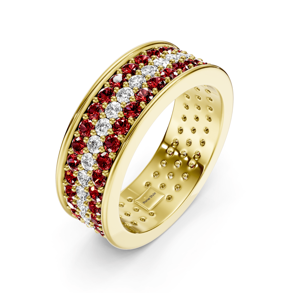2.20 CT Round Cut Rubies and Diamonds - Eternity Rings