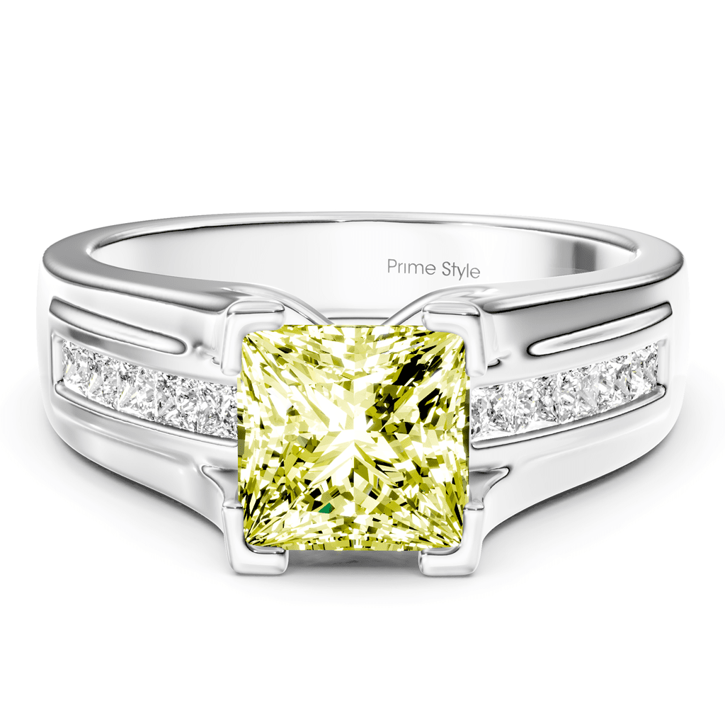 1.35 - 4.35 CT Princess Cut Fancy Yellow Diamonds - Engagement Ring - Primestyle.com