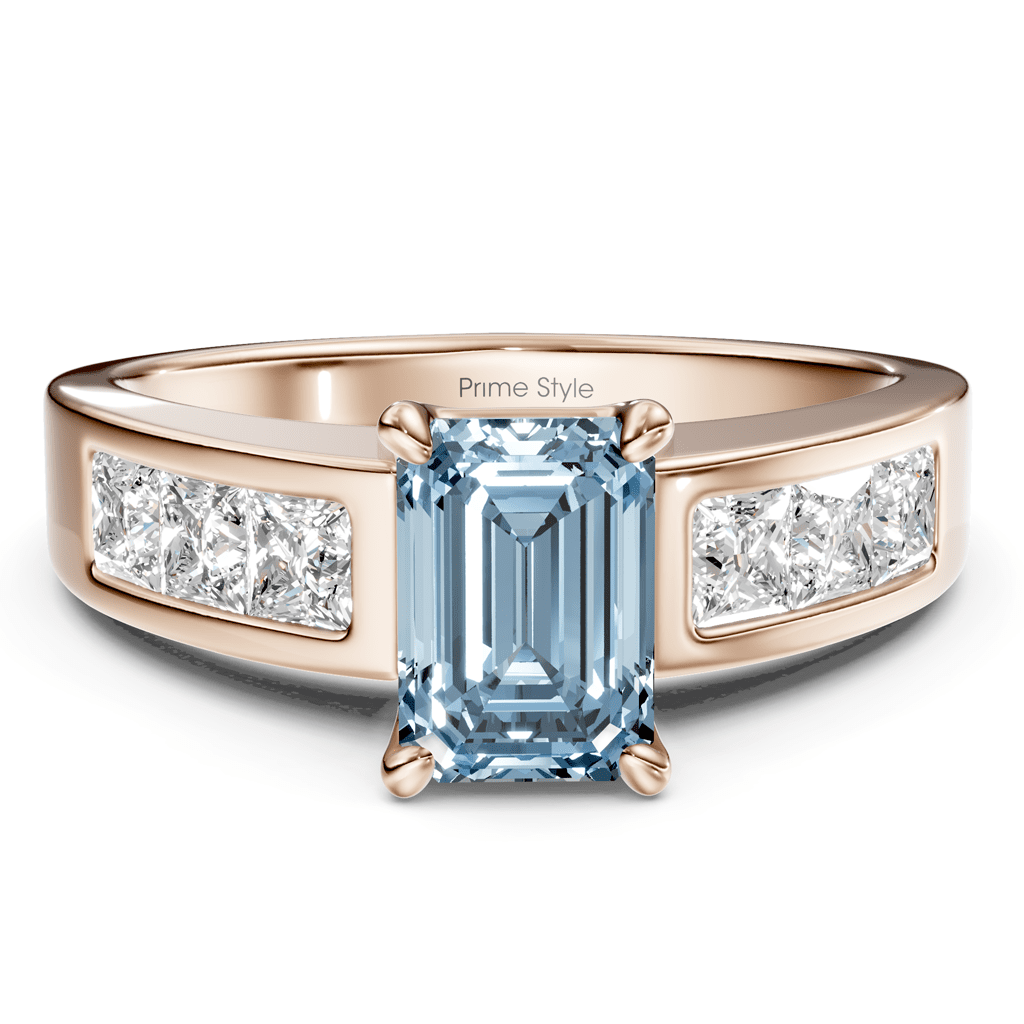 1.80 - 4.80 CT Emerald & Princess Cut Fancy Blue Diamonds - Engagement Ring - Primestyle.com
