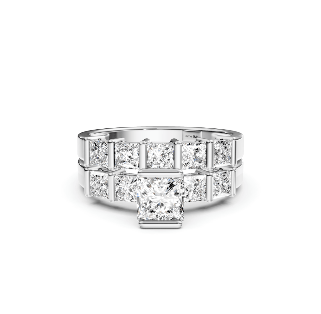2.30 - 7.80 CT Princess Cut Lab Grown Diamonds - Bridal Set - Primestyle.com