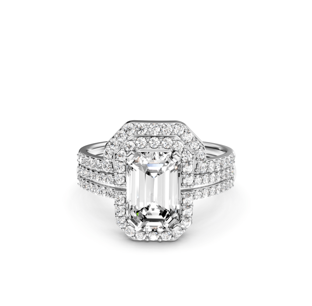 1.00 - 6.50 CT Emerald & Round Cut Diamonds - Bridal Set - Primestyle.com