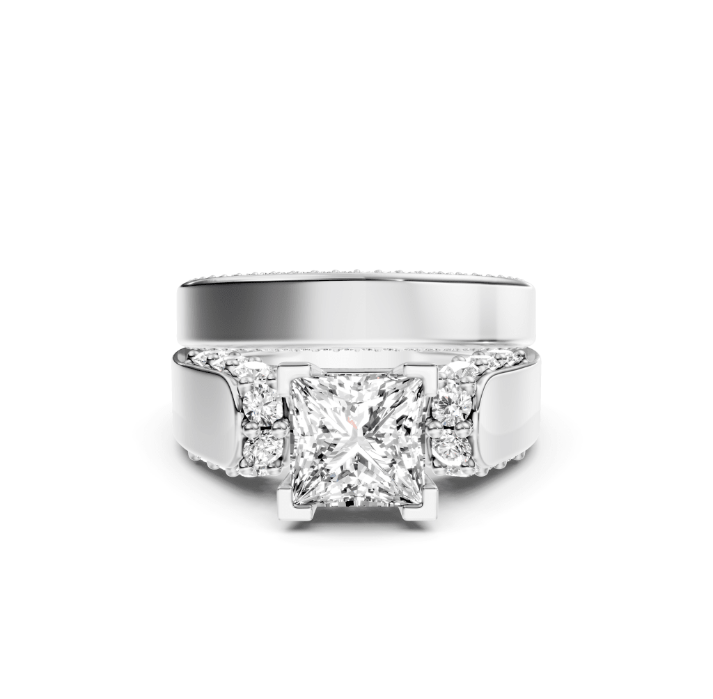 1.45 - 6.95 CT Princess & Round Cut Lab Grown Diamonds - Bridal Set - Primestyle.com