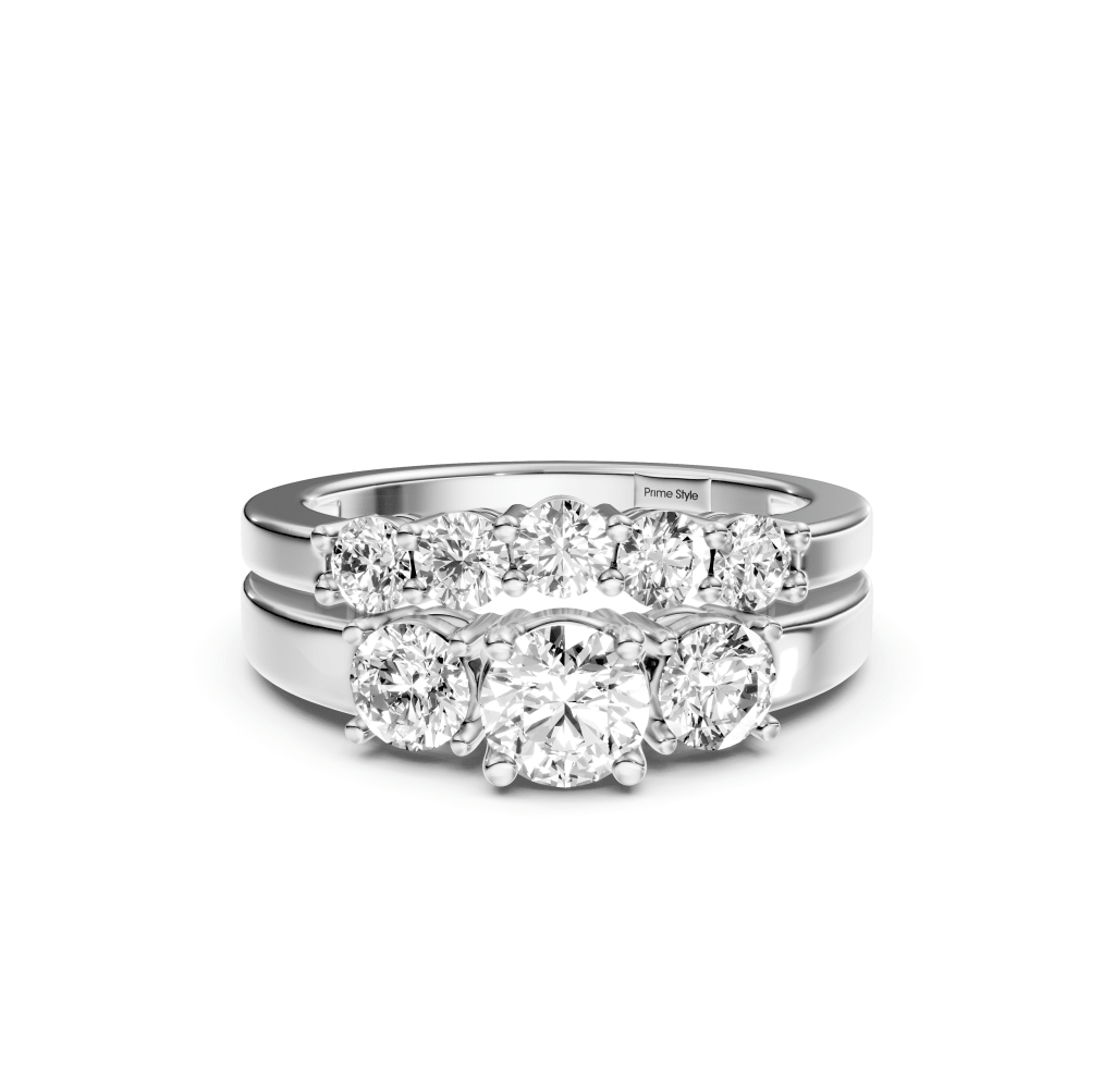 1.30-2.45 CT Emerald & Round Cut Natural Diamonds - Bridal Set - Primestyle.com