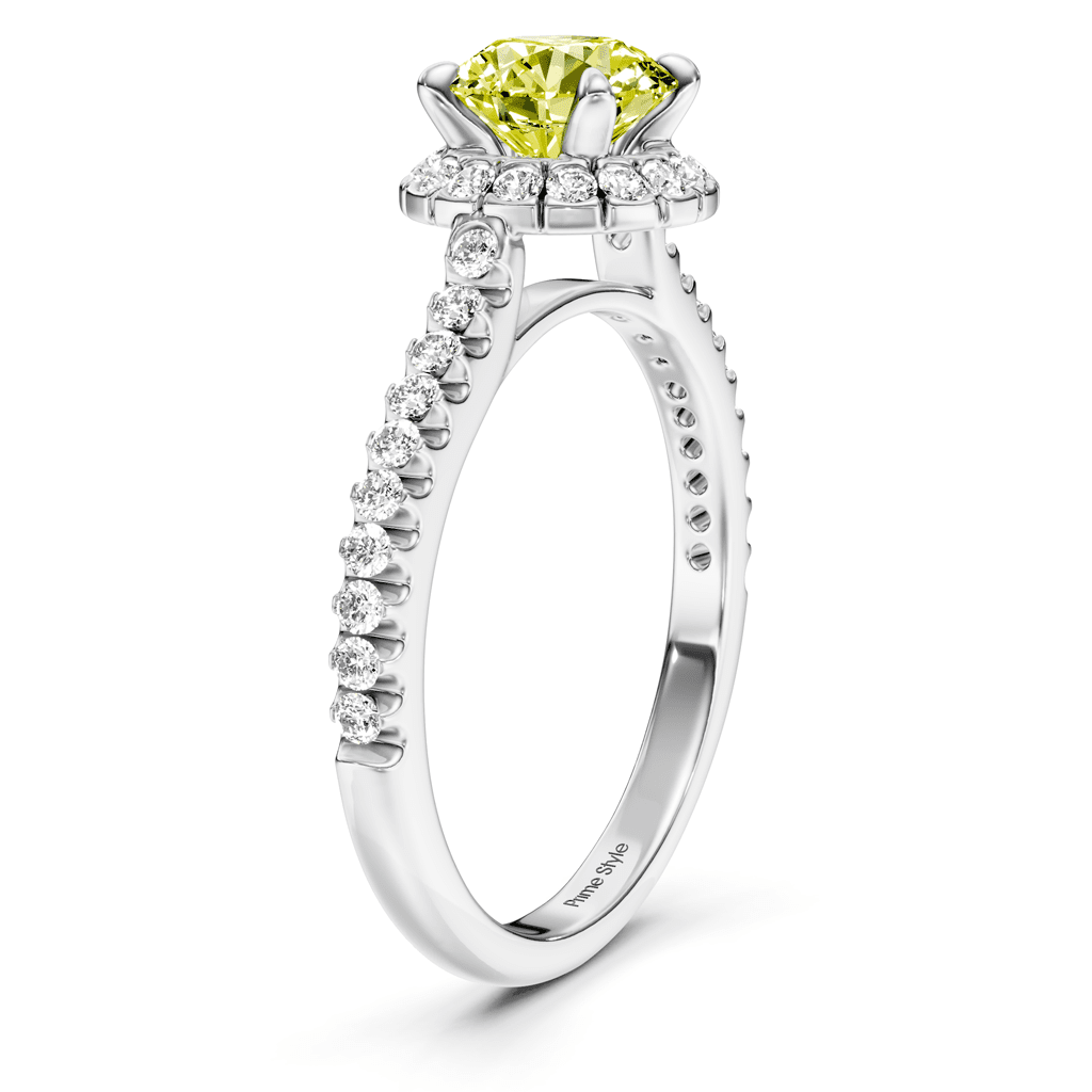 1.35 - 4.35 CT Round Cut Fancy Yellow Diamonds - Engagement Ring - Primestyle.com