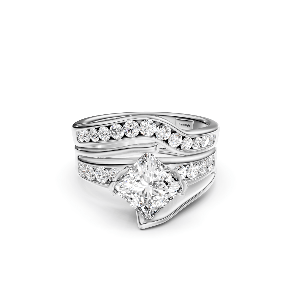 1.00-6.50 CT Princess & Round Cut Lab Grown Diamonds - Bridal Set