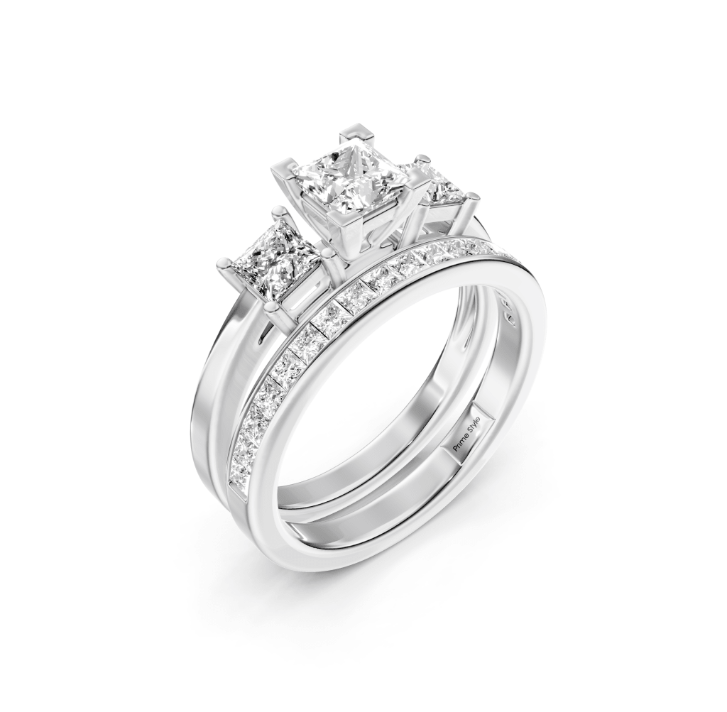 1.40-6.90 CT Princess Cut Lab Grown Diamonds - Bridal Set