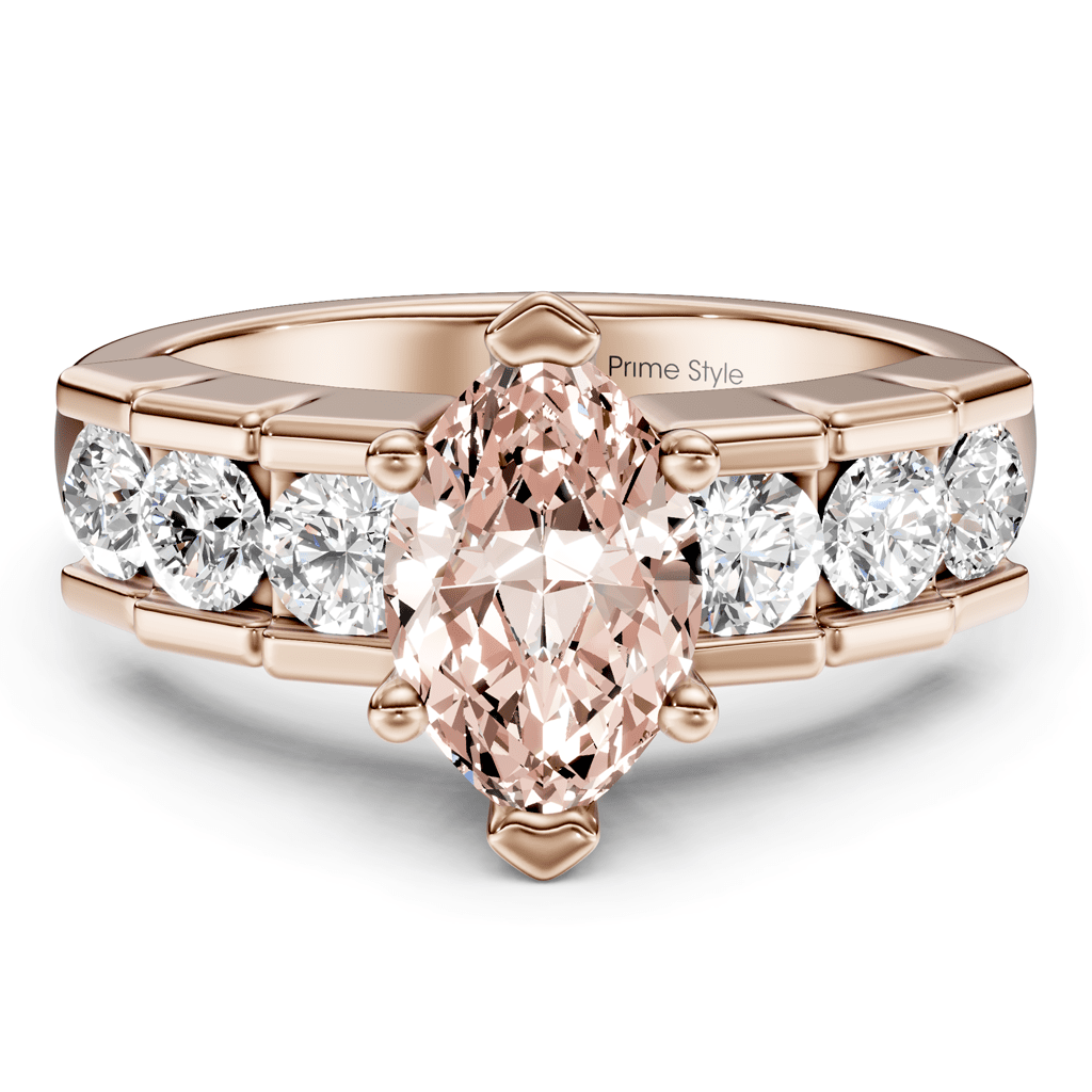 1.85 - 4.85 CT Marquise & Round Cut Fancy Pink Diamonds - Engagement Ring - Primestyle.com