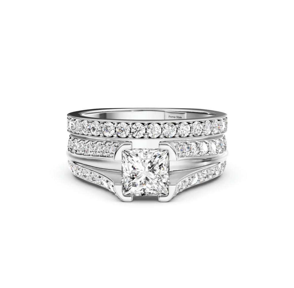 2.00-7.50 CT Princess & Round Cut Lab Grown Diamonds - Bridal Set - Primestyle.com