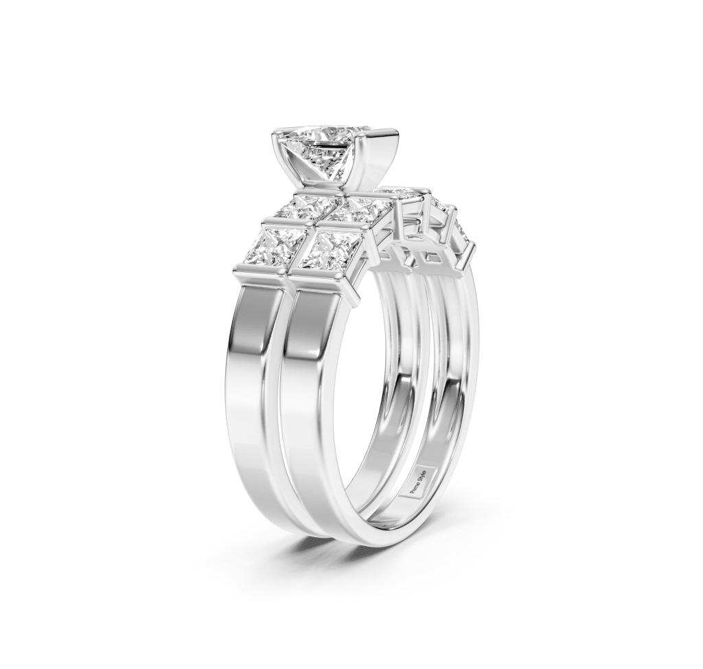 2.30-7.80 CT Princess Cut Lab Grown Diamonds - Bridal Set