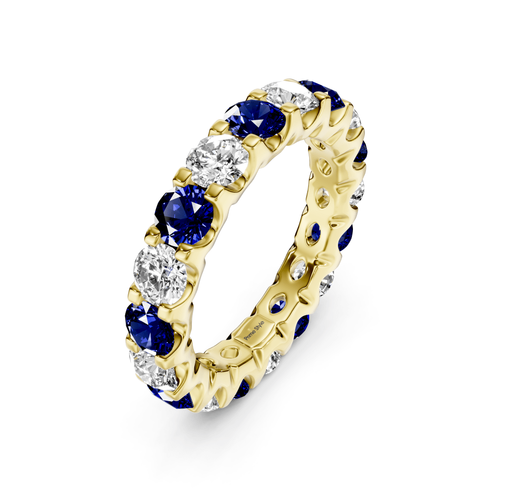2.00-6.00 CT Round Cut Blue Sapphires and Diamonds - Eternity Rings
