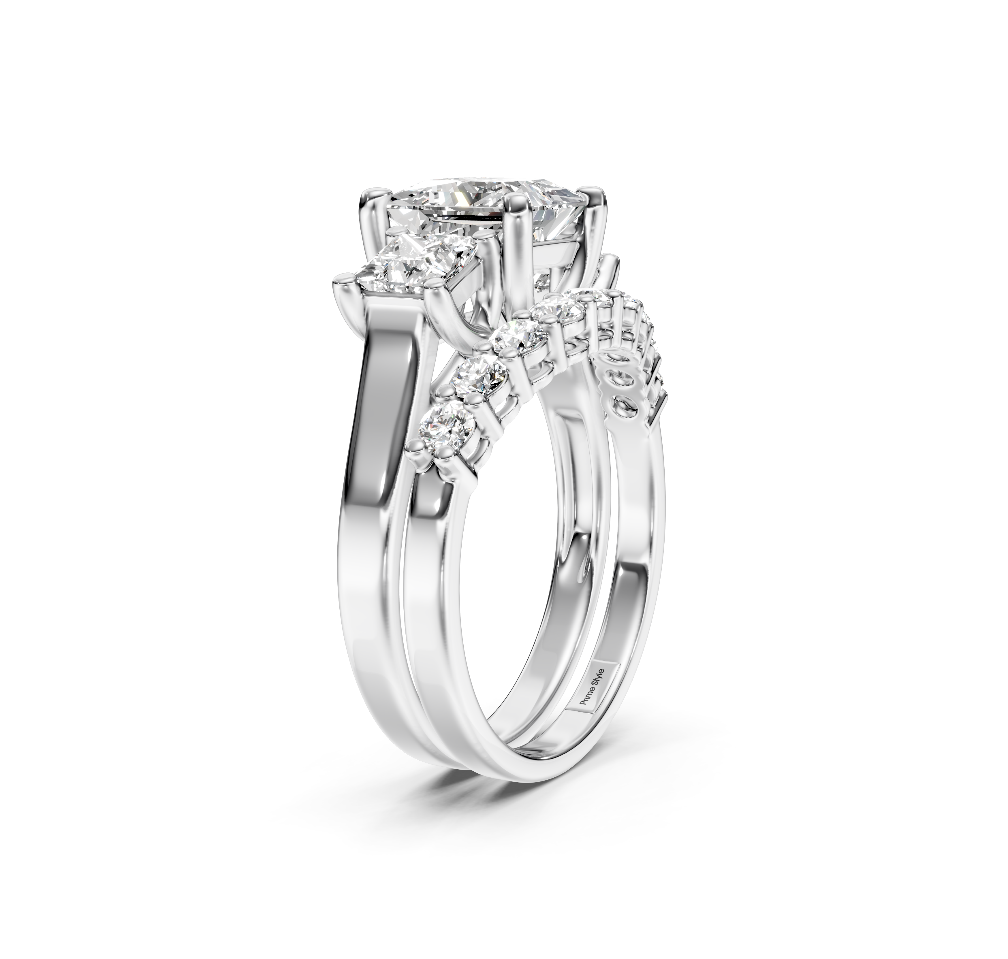 1.85-3.00 CT Princess & Round Cut Natural Diamonds - Bridal Set