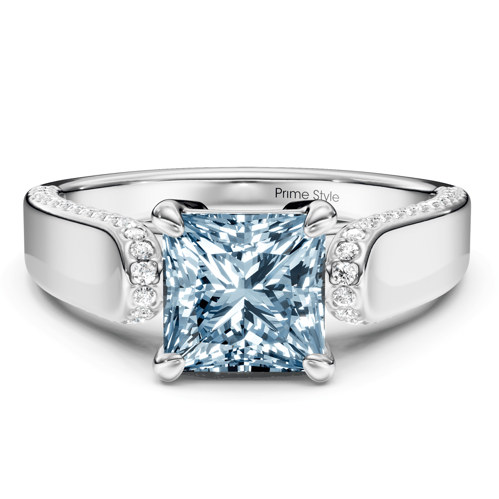 1.65 - 4.65 CT Round Cut Fancy Blue Diamonds - Engagement Ring - Primestyle.com