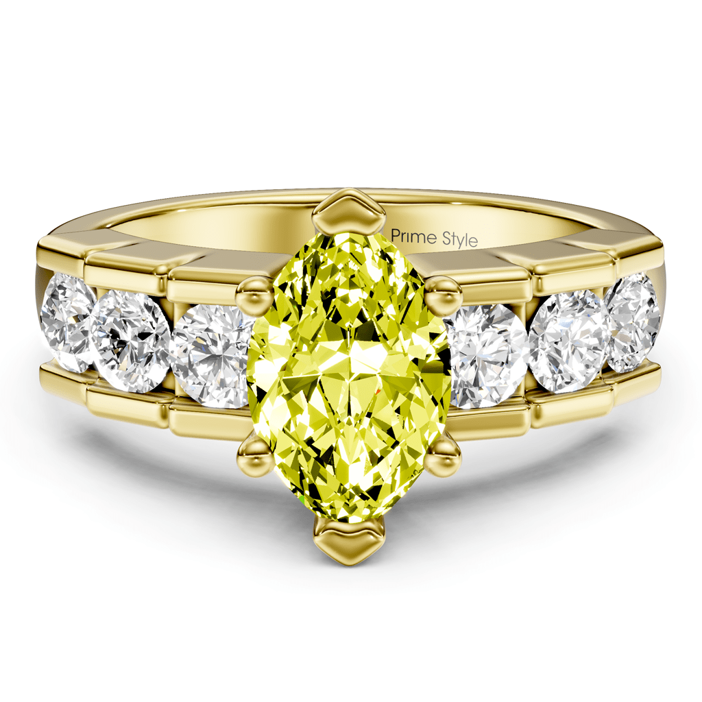 1.85-4.85 CT Marquise & Round Cut Fancy Yellow Diamonds - Engagement Ring