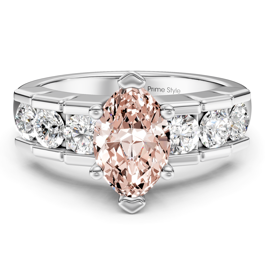 1.85-4.85 CT Marquise & Round Cut Fancy Pink Diamonds - Engagement Ring