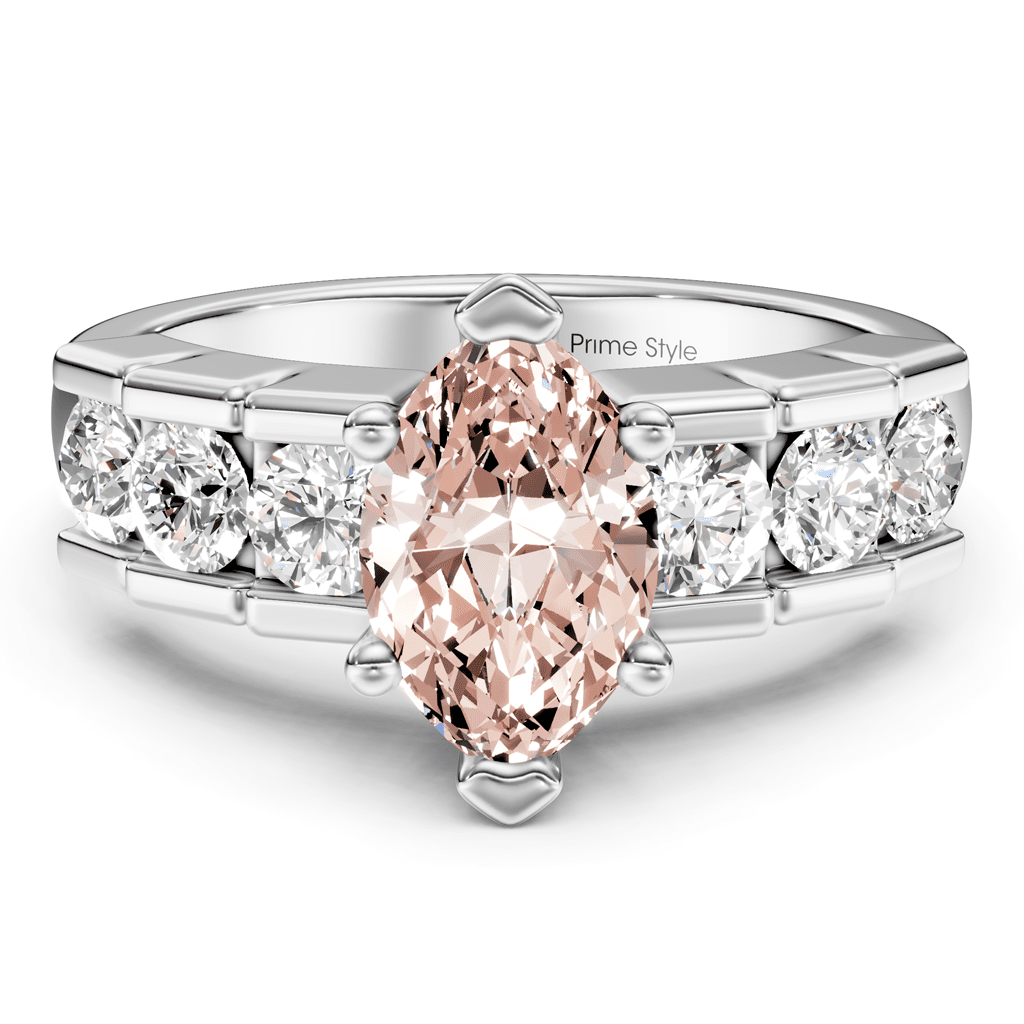 1.85 - 4.85 CT Marquise & Round Cut Fancy Pink Diamonds - Engagement Ring - Primestyle.com